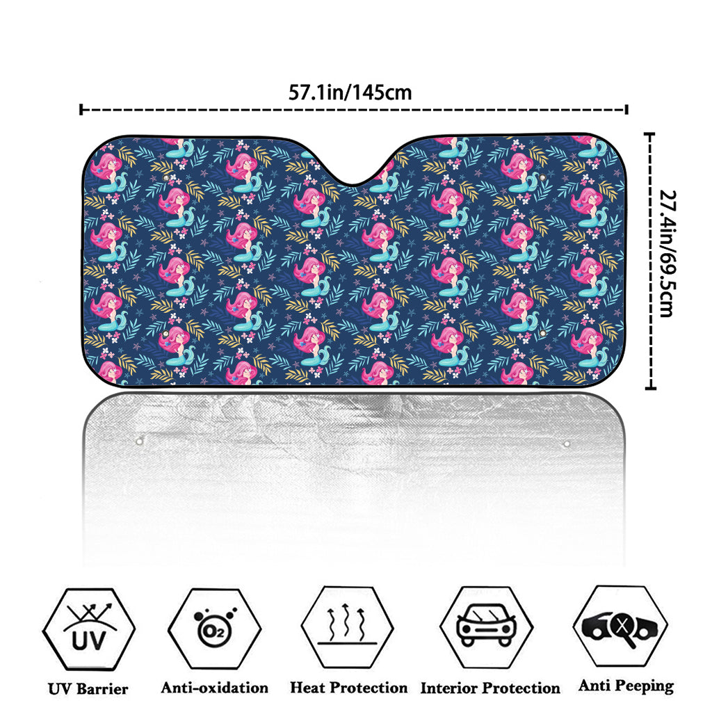 Little Cute Mermaid Pattern Print Car Windshield Sun Shade