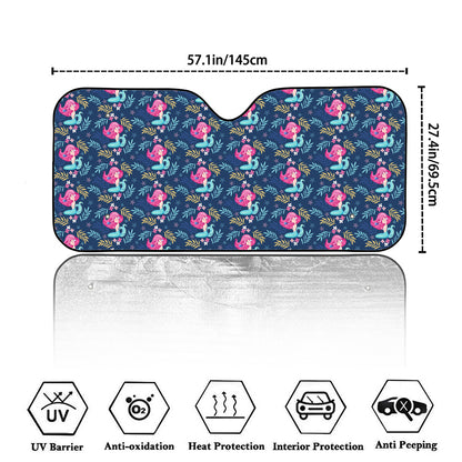 Little Cute Mermaid Pattern Print Car Windshield Sun Shade