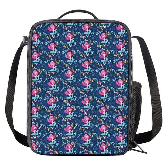 Little Cute Mermaid Pattern Print Crossbody Lunch Bag