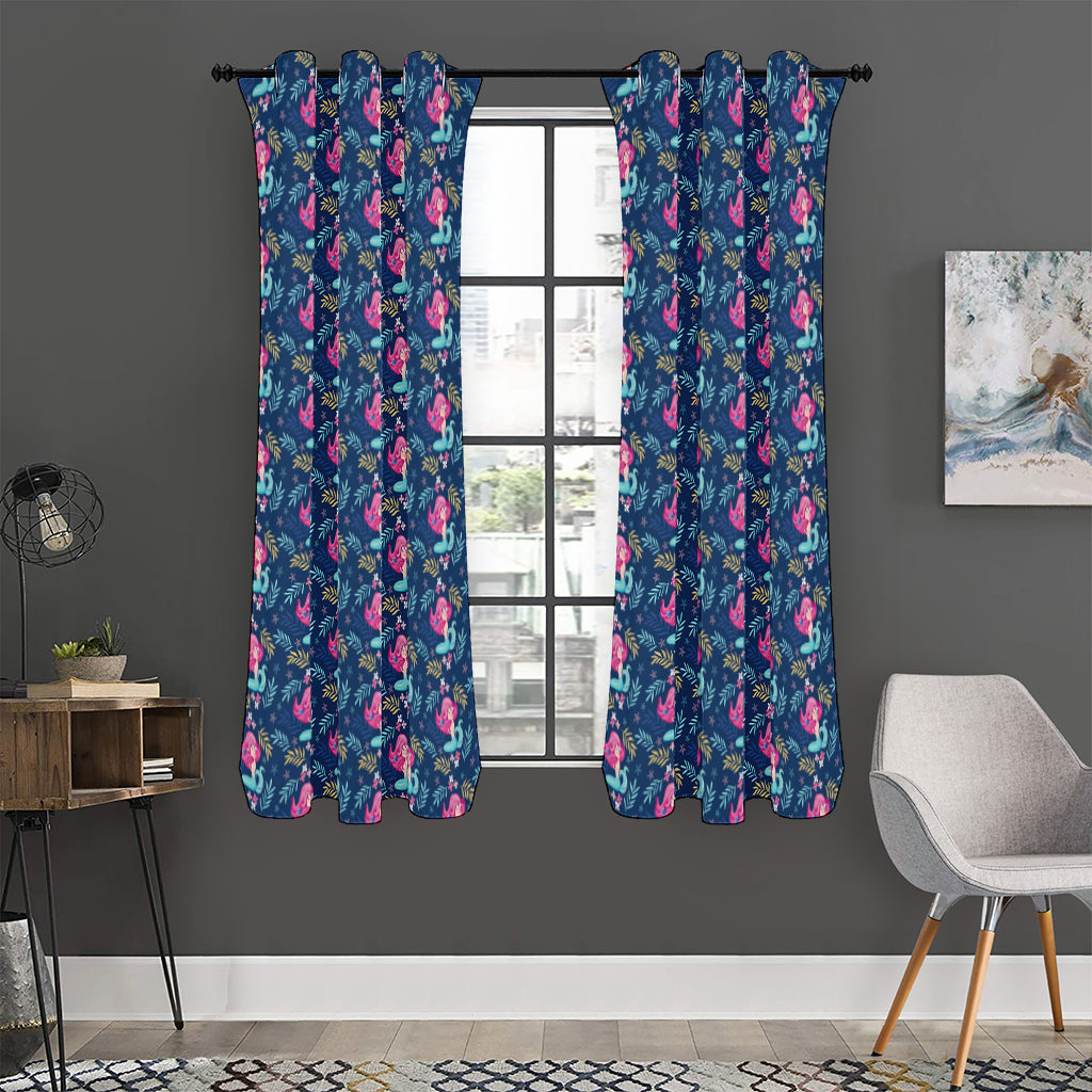 Little Cute Mermaid Pattern Print Curtain