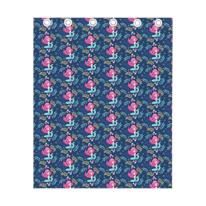 Little Cute Mermaid Pattern Print Curtain