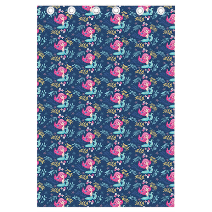 Little Cute Mermaid Pattern Print Curtain