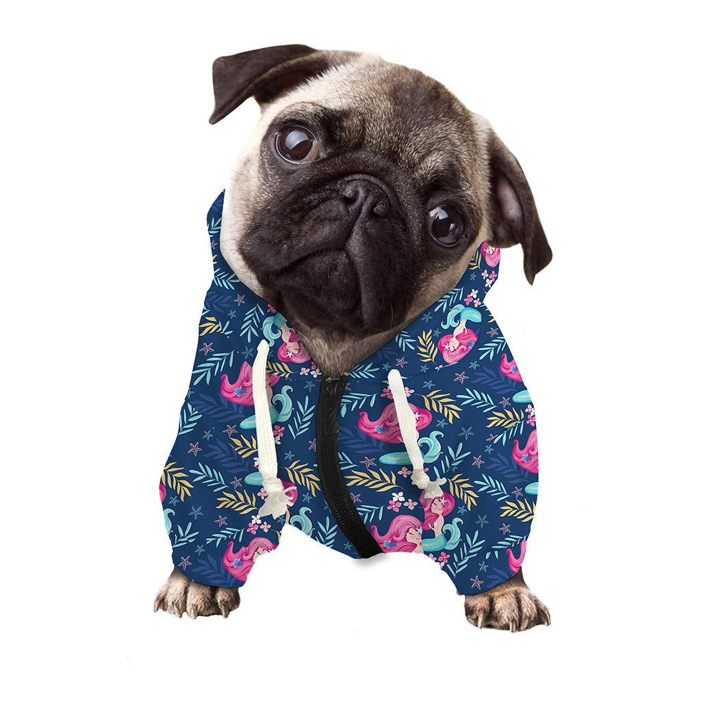 Little Cute Mermaid Pattern Print Dog Zip Up Hoodie