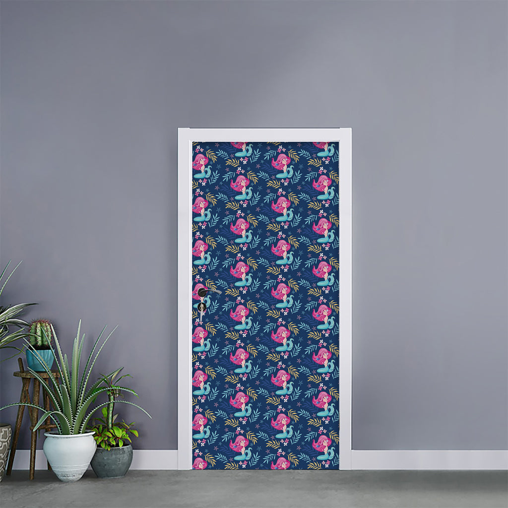 Little Cute Mermaid Pattern Print Door Sticker