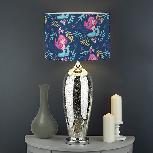 Little Cute Mermaid Pattern Print Drum Lamp Shade