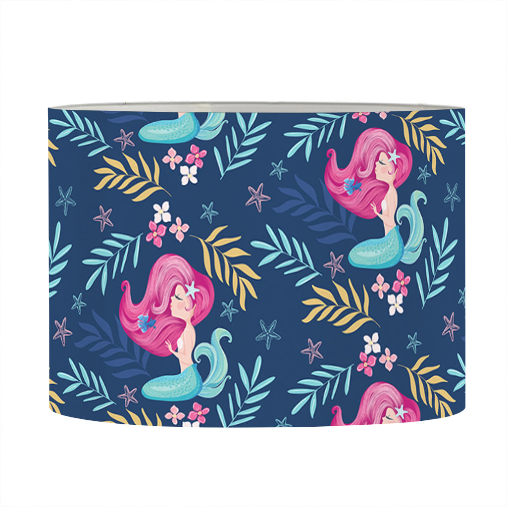 Little Cute Mermaid Pattern Print Drum Lamp Shade