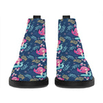 Little Cute Mermaid Pattern Print Flat Ankle Boots