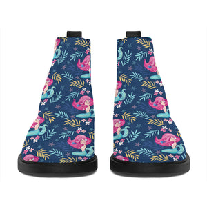 Little Cute Mermaid Pattern Print Flat Ankle Boots