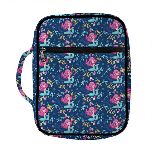 Little Cute Mermaid Pattern Print Front Pocket Bible Bag