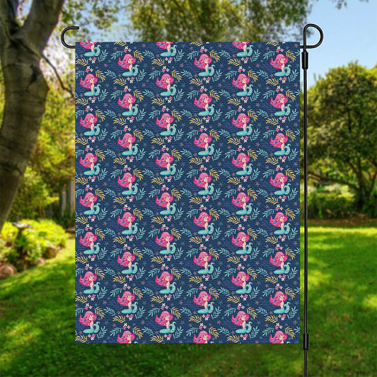 Little Cute Mermaid Pattern Print Garden Flag