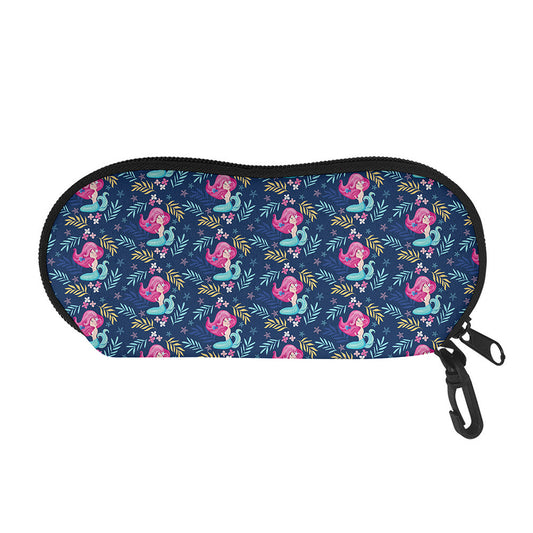 Little Cute Mermaid Pattern Print Glasses Case