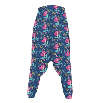 Little Cute Mermaid Pattern Print Hammer Pants