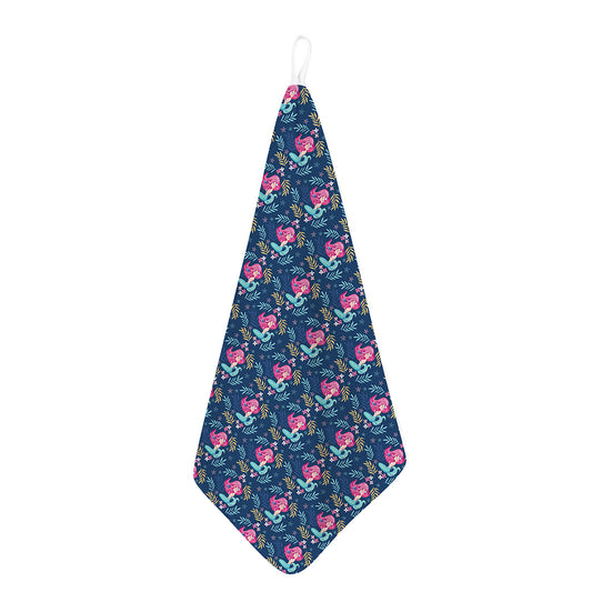 Little Cute Mermaid Pattern Print Hand Towel