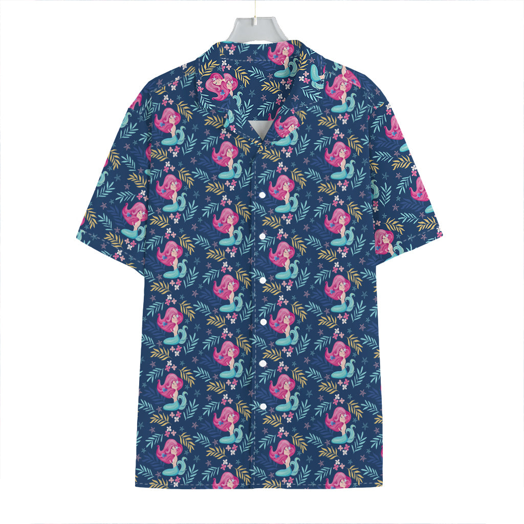 Little Cute Mermaid Pattern Print Hawaiian Shirt
