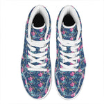 Little Cute Mermaid Pattern Print High Top Leather Sneakers