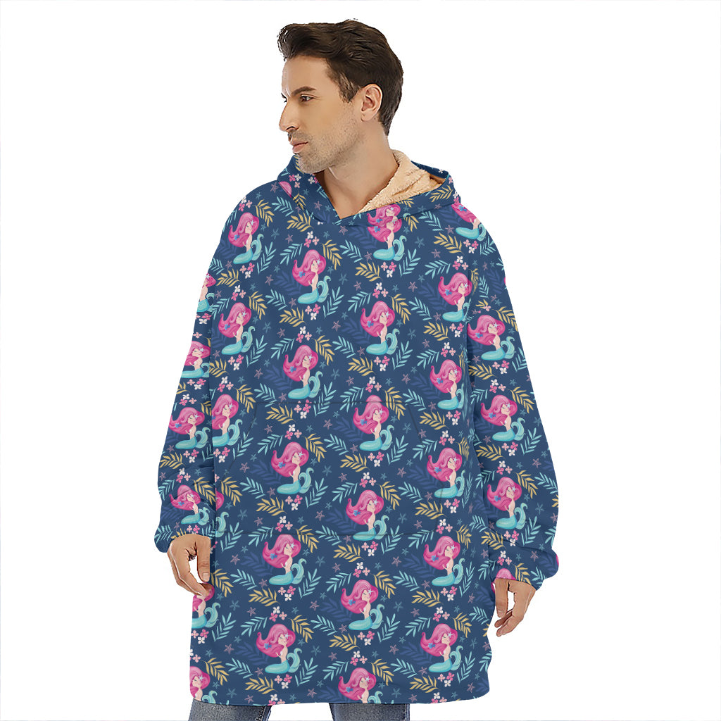 Little Cute Mermaid Pattern Print Hoodie Blanket