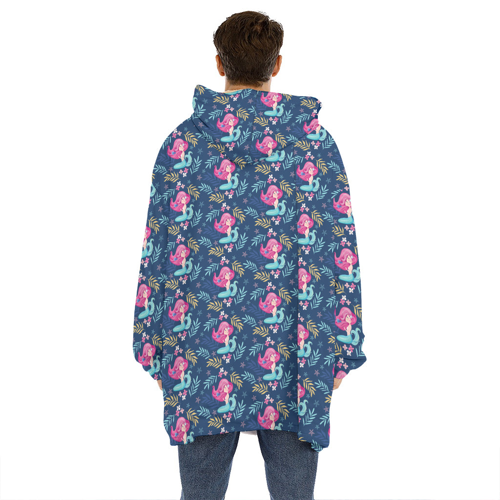 Little Cute Mermaid Pattern Print Hoodie Blanket