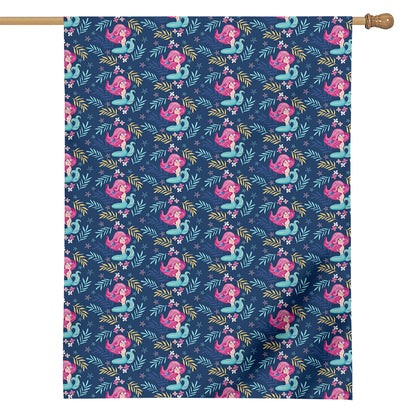 Little Cute Mermaid Pattern Print House Flag