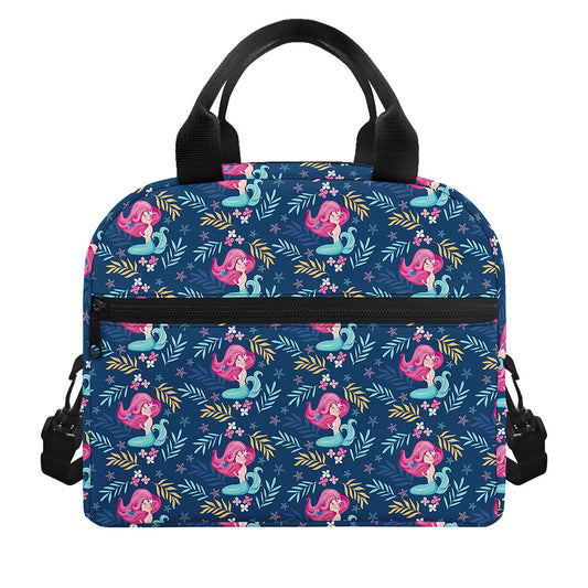 Little Cute Mermaid Pattern Print Insulated Lunch Bag
