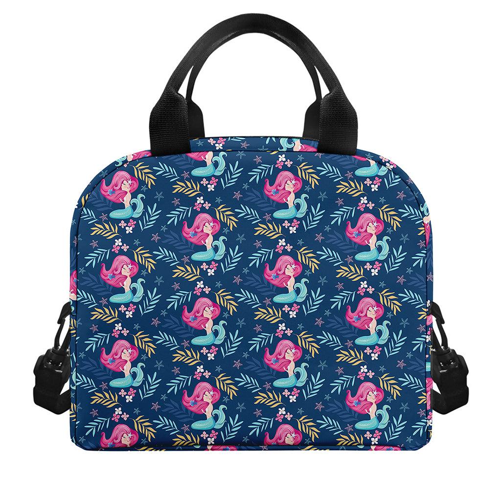 Little Cute Mermaid Pattern Print Insulated Lunch Bag