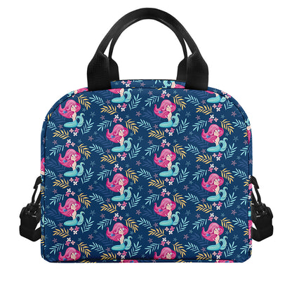 Little Cute Mermaid Pattern Print Insulated Lunch Bag
