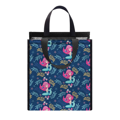 Little Cute Mermaid Pattern Print Insulated Lunch Tote