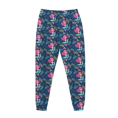 Little Cute Mermaid Pattern Print Jogger Pants