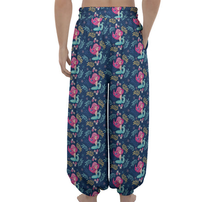 Little Cute Mermaid Pattern Print Lantern Pants