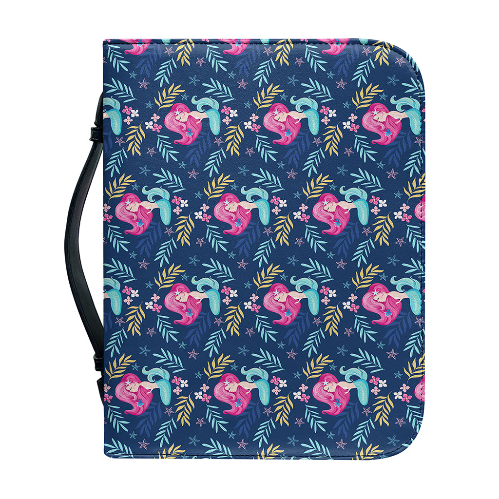 Little Cute Mermaid Pattern Print Leather Bible Cover