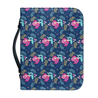Little Cute Mermaid Pattern Print Leather Bible Cover