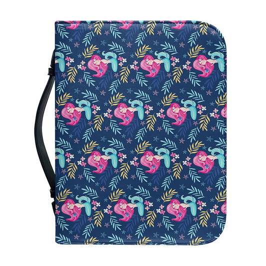 Little Cute Mermaid Pattern Print Leather Bible Cover
