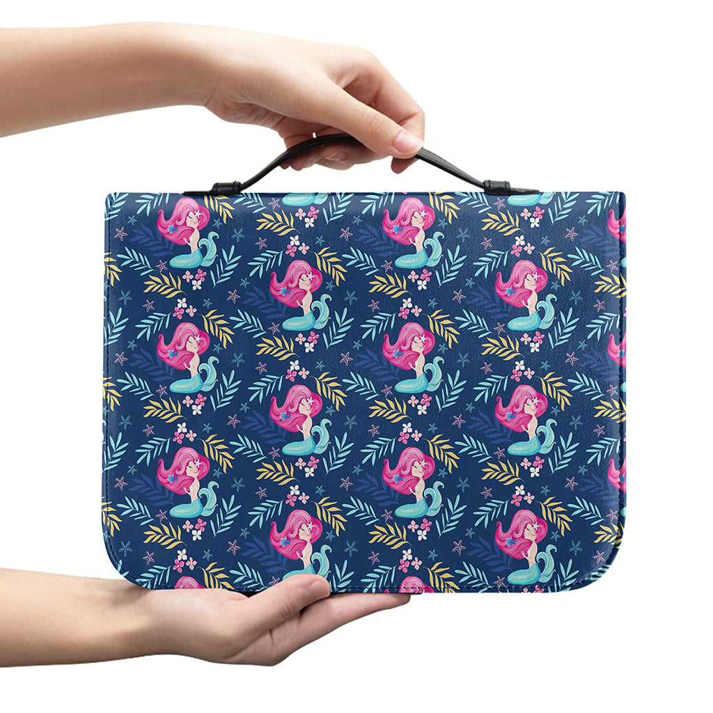 Little Cute Mermaid Pattern Print Leather Bible Cover