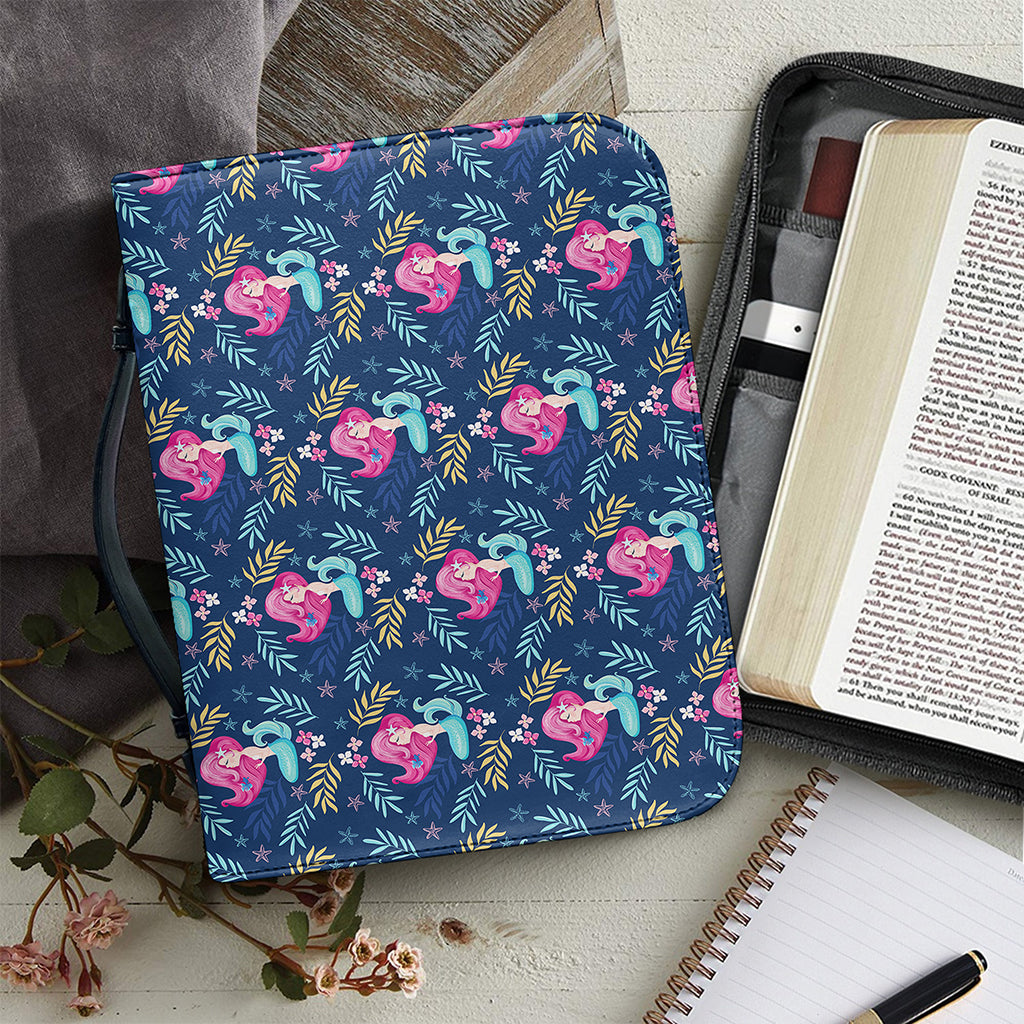 Little Cute Mermaid Pattern Print Leather Bible Cover
