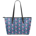 Little Cute Mermaid Pattern Print Leather Tote Bag With Zipper