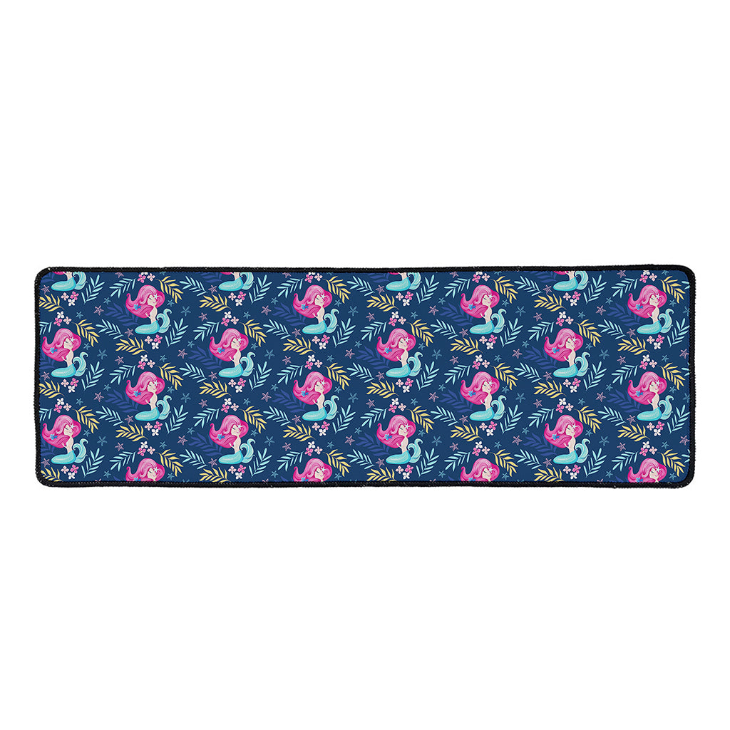 Little Cute Mermaid Pattern Print Long Kitchen Mat