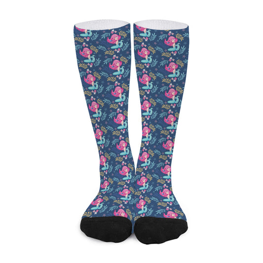 Little Cute Mermaid Pattern Print Long Socks