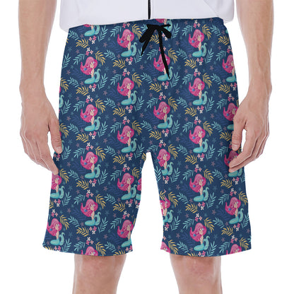 Little Cute Mermaid Pattern Print Men's Beach Shorts