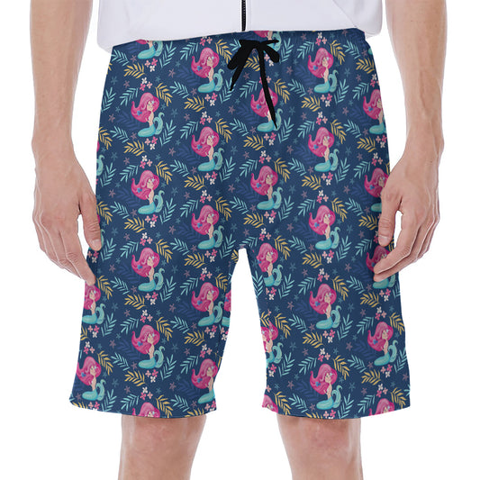 Little Cute Mermaid Pattern Print Men's Beach Shorts
