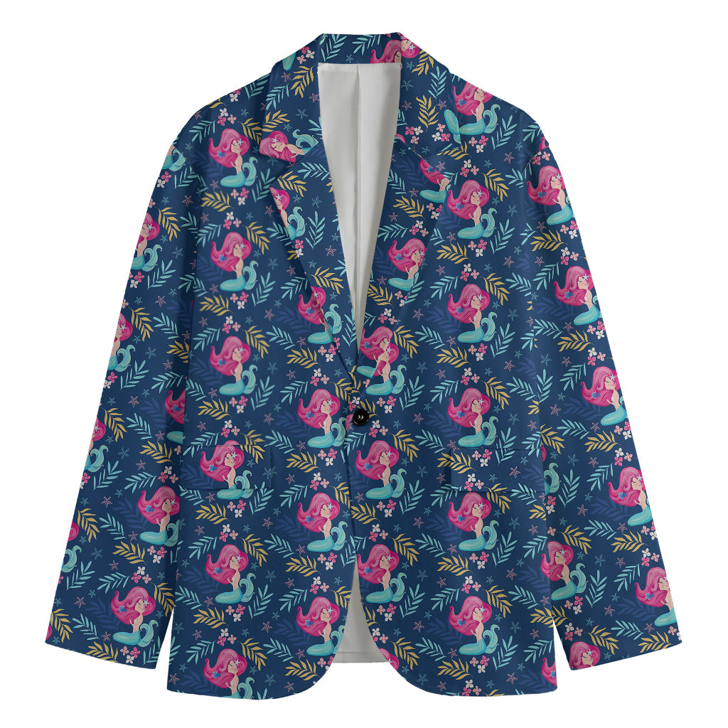 Little Cute Mermaid Pattern Print Men's Blazer