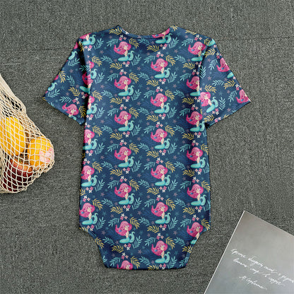 Little Cute Mermaid Pattern Print Men's Bodysuit