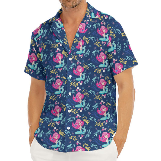 Little Cute Mermaid Pattern Print Men's Deep V-Neck Shirt