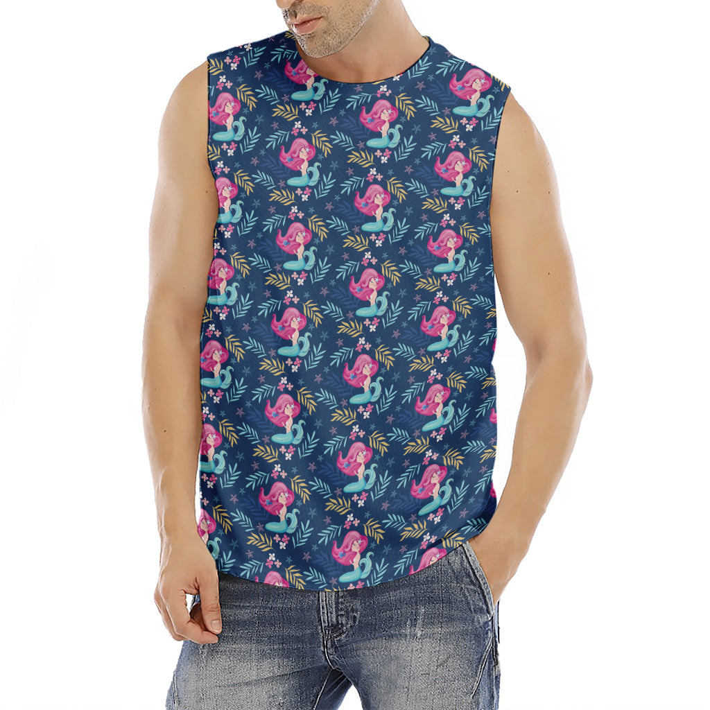 Little Cute Mermaid Pattern Print Men's Fitness Tank Top