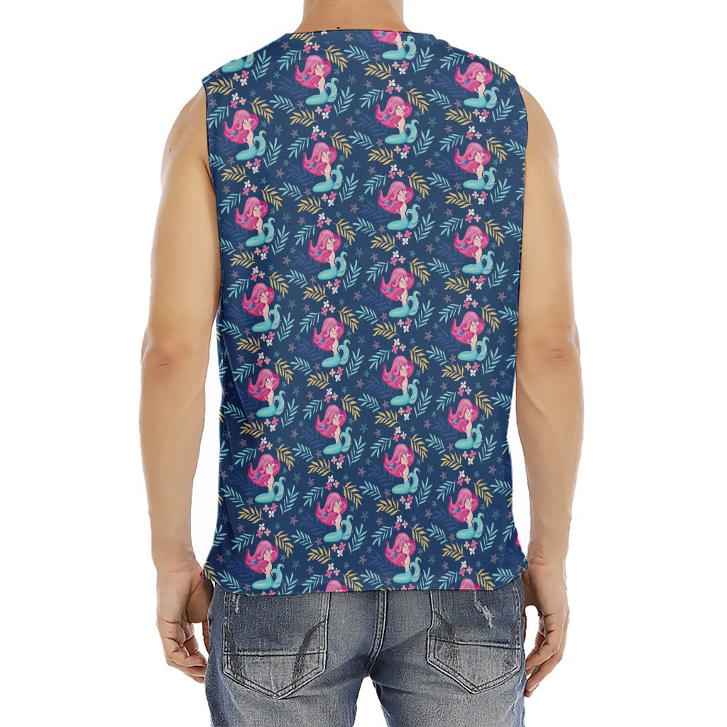 Little Cute Mermaid Pattern Print Men's Fitness Tank Top