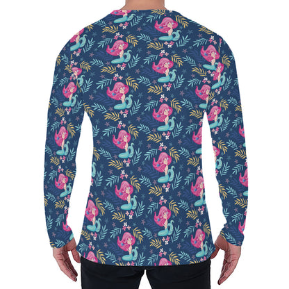 Little Cute Mermaid Pattern Print Men's Long Sleeve T-Shirt