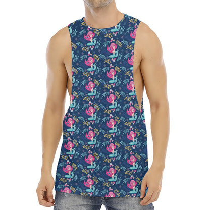 Little Cute Mermaid Pattern Print Men's Muscle Tank Top