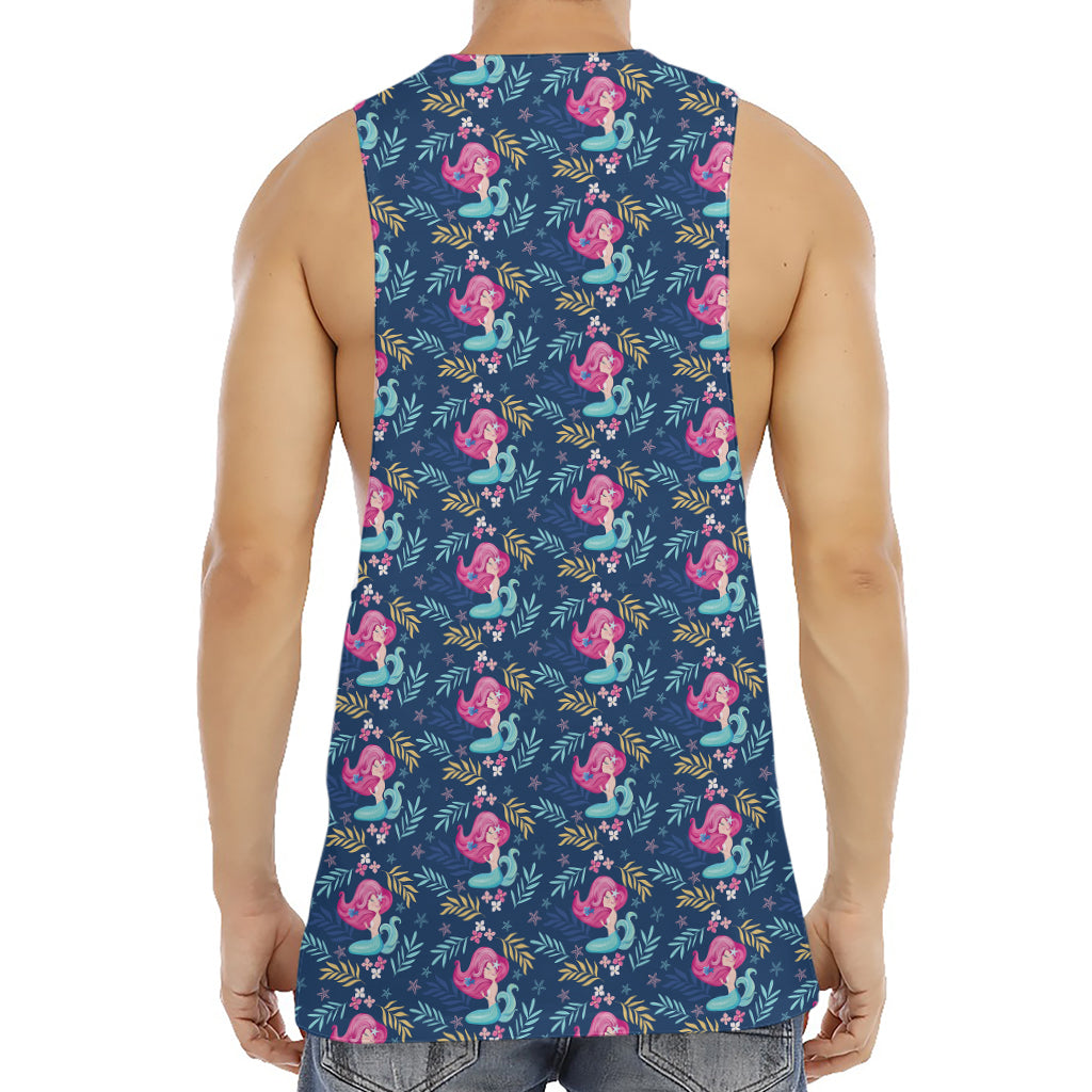 Little Cute Mermaid Pattern Print Men's Muscle Tank Top