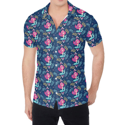 Little Cute Mermaid Pattern Print Men's Shirt
