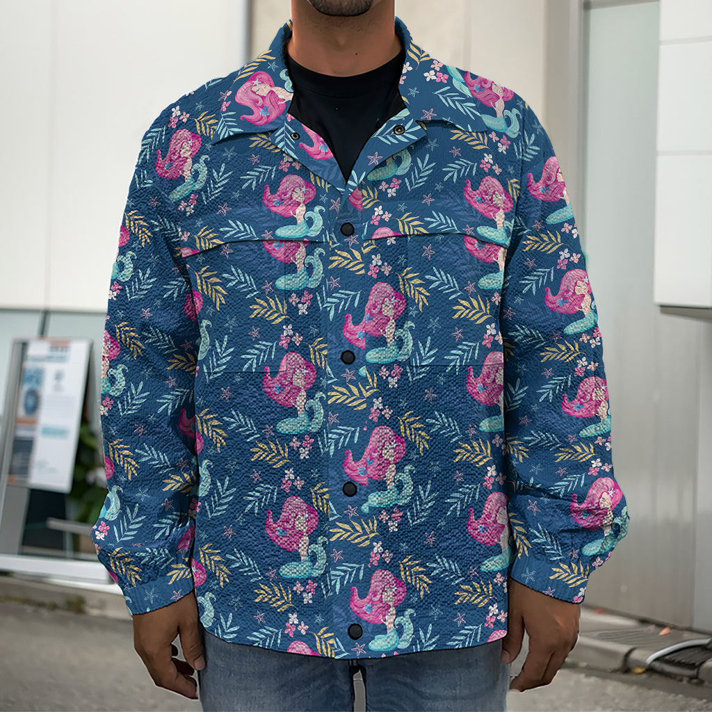 Little Cute Mermaid Pattern Print Men's Shirt Jacket