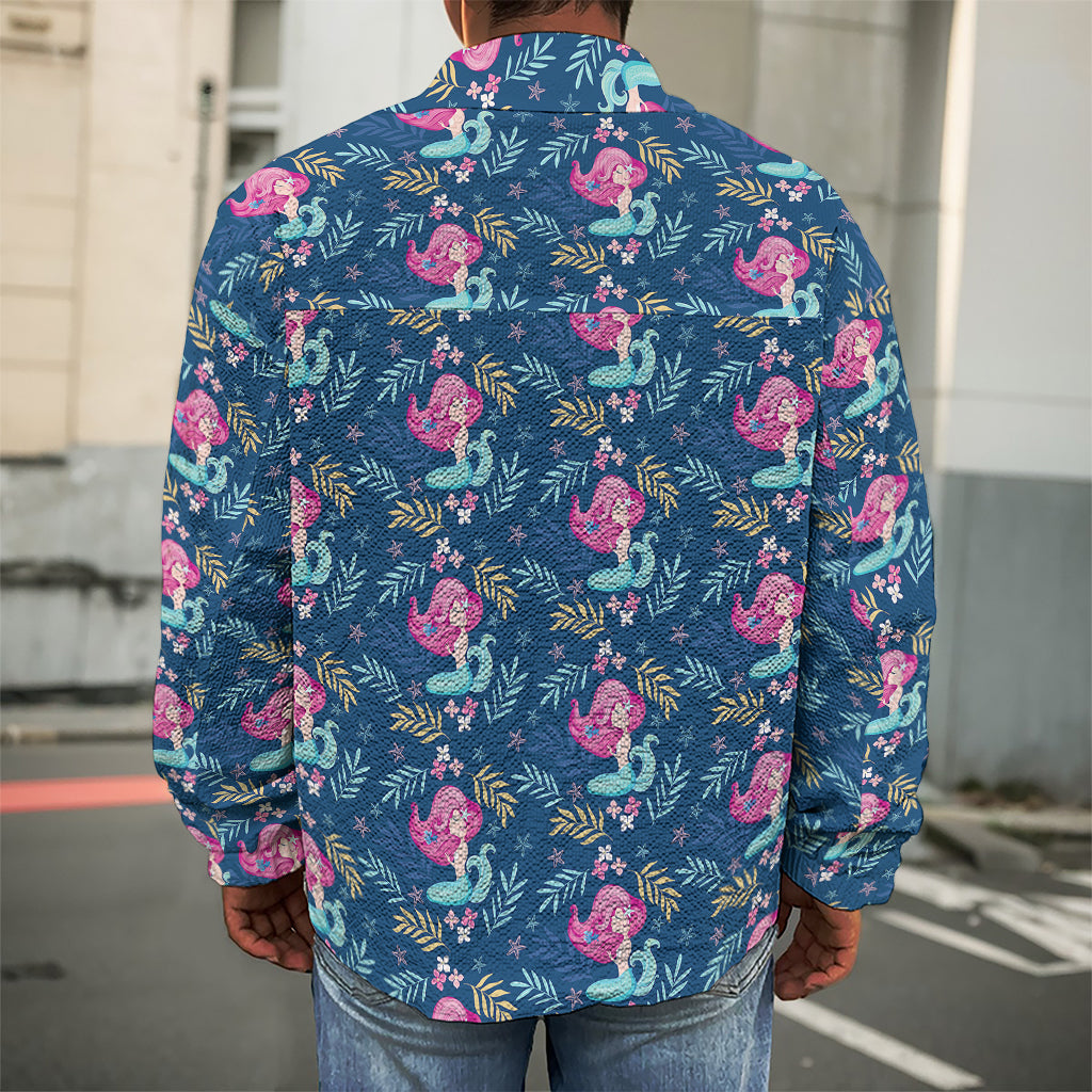 Little Cute Mermaid Pattern Print Men's Shirt Jacket