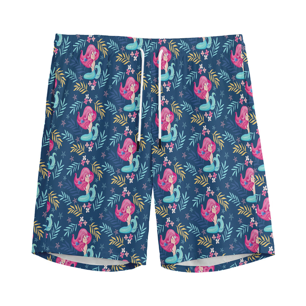 Little Cute Mermaid Pattern Print Men's Sports Shorts